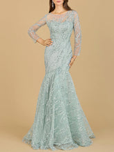 Load image into Gallery viewer, Long Sleeve Mermaid Beaded Gown