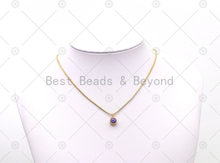 Load image into Gallery viewer, Colorful Big CZ Micro Pave Round Shape Pendant,18K Gold Filled Coin Charm, Necklace Bracelet Charm, Sku#LK527
