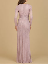 Load image into Gallery viewer, Long Sleeve V-Neck Beaded Gown