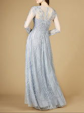 Load image into Gallery viewer, Long Sheer Sleeve V-Neckline Sheath Gown