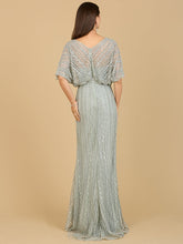 Load image into Gallery viewer, Cape Sleeve V-Neck Gown with Geometric Beading