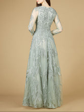 Load image into Gallery viewer, Long Sleeve Lace Ballgown with V-Neck