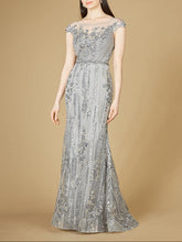 Load image into Gallery viewer, Cap Sleeve, Mermaid Lace Gown with High Neck OUTLET