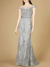 Load image into Gallery viewer, Cap Sleeve, Mermaid Lace Gown with High Neck OUTLET
