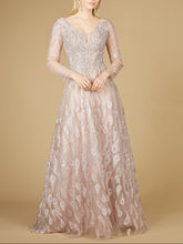 Load image into Gallery viewer, Long Sleeve V-Neck Ballgown  - OUTLET