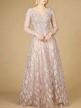 Load image into Gallery viewer, Long Sleeve V-Neck Ballgown  - OUTLET