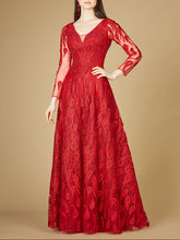 Load image into Gallery viewer, Long Sleeve V-Neck Ballgown  - OUTLET
