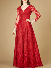 Load image into Gallery viewer, Long Sleeve V-Neck Ballgown  - OUTLET