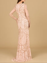 Load image into Gallery viewer, Beaded Long Sleeve V-neck Gown