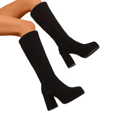Load image into Gallery viewer, Women's Chunky Heel Over-the-Knee Boots - Square Toe Suede Winter Boots | Sarah Express