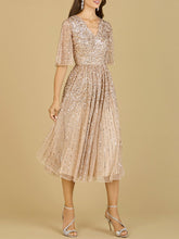 Load image into Gallery viewer, Flowing, Sequin Midi Dress with Short Sleeves | 29221