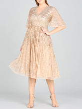 Load image into Gallery viewer, Flowing, Sequin Midi Dress with Short Sleeves | 29221