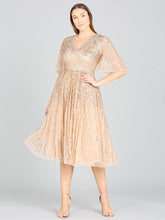 Load image into Gallery viewer, Flowing, Sequin Midi Dress with Short Sleeves | 29221