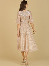Load image into Gallery viewer, Flowing, Sequin Midi Dress with Short Sleeves | 29221