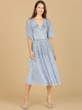 Load image into Gallery viewer, Flowing, Sequin Midi Dress with Short Sleeves | 29221