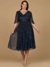 Load image into Gallery viewer, Flowing, Sequin Midi Dress with Short Sleeves | 29221