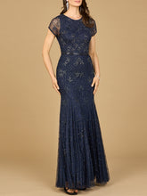 Load image into Gallery viewer, Beaded Mermaid Cap Sleeve Gown