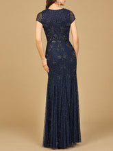 Load image into Gallery viewer, Beaded Mermaid Cap Sleeve Gown