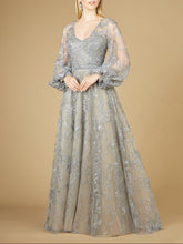 Load image into Gallery viewer, V Neckline Balloon Sleeve Gown