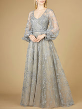 Load image into Gallery viewer, V Neckline Balloon Sleeve Gown