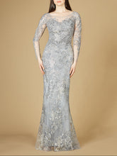 Load image into Gallery viewer, High Neck Long Sleeve Fitted Lace Gown