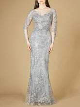 Load image into Gallery viewer, High Neck Long Sleeve Fitted Lace Gown