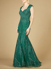 Load image into Gallery viewer, Cap Sleeve Mermaid Beaded Gown