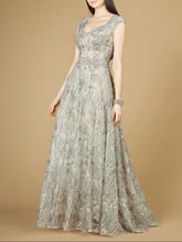 Load image into Gallery viewer, Cap Sleeve V-Neck Lace A-line Gown