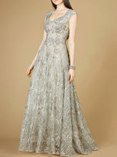 Load image into Gallery viewer, Cap Sleeve V-Neck Lace A-line Gown