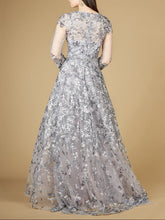 Load image into Gallery viewer, A-line Gown With Long Sleeves, V-Neckline