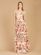 Load image into Gallery viewer, Ruffle Skirt Printed Gown with Spaghetti Straps - OUTLET