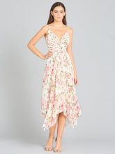 Load image into Gallery viewer, V-Neck Printed Midi Length Dress with Pleats - OUTLET