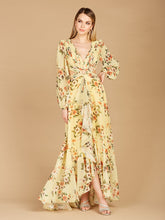 Load image into Gallery viewer, Long Sleeve V-Neck, Layered Skirt Print Dress- OUTLET