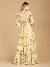 Load image into Gallery viewer, Long Sleeve V-Neck, Layered Skirt Print Dress- OUTLET