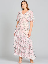 Load image into Gallery viewer, Cape Sleeve Print Dress- OUTLET