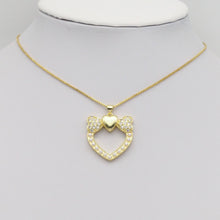 Load image into Gallery viewer, Gold CZ Bow Heart Pearl Around Charm, Sku#LK882