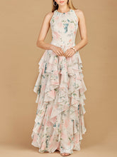 Load image into Gallery viewer, High Neck, Ruffled Skirt Printed Dress - OUTLET