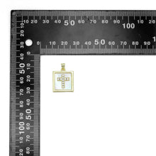 Load image into Gallery viewer, Gold Clear CZ Cross On Square Mother of Pearl Charm Pendant, Sku#LK994
