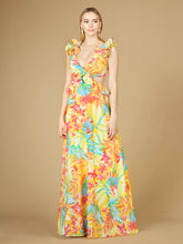 Load image into Gallery viewer, V-Neck Long Print Gown with Ruffled Straps - OUTLET