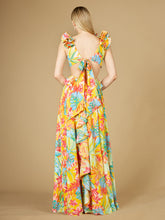 Load image into Gallery viewer, V-Neck Long Print Gown with Ruffled Straps - OUTLET