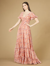 Load image into Gallery viewer, Long Print Gown with Cap Sleeves - OUTLET