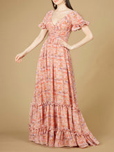 Load image into Gallery viewer, Long Print Gown with Cap Sleeves - OUTLET