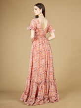 Load image into Gallery viewer, Long Print Gown with Cap Sleeves - OUTLET