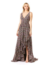 Load image into Gallery viewer, V-Neck Long Print Gown Hi-Low Wrap OUTLET