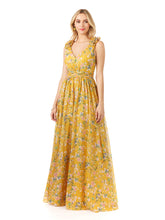 Load image into Gallery viewer, V-Neck Long Print Gown with Straps