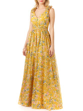 Load image into Gallery viewer, V-Neck Long Print Gown with Straps