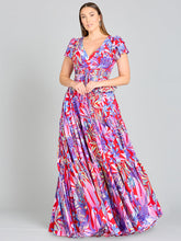 Load image into Gallery viewer, V-Neck Long Print Gown with Cap Sleeves - OUTLET
