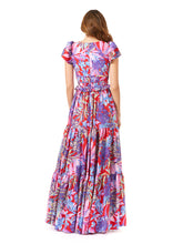 Load image into Gallery viewer, V-Neck Long Print Gown with Cap Sleeves - OUTLET