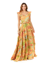 Load image into Gallery viewer, Ruffle Printed Gown with Straps OUTLET