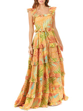 Load image into Gallery viewer, Ruffle Printed Gown with Straps OUTLET